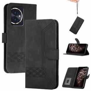 For Honor 100 Cubic Skin Feel Flip Leather Phone Case(Black)