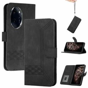 For Honor 100 Pro Cubic Skin Feel Flip Leather Phone Case(Black)