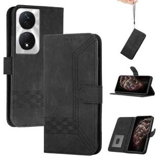 For Honor X7b Cubic Skin Feel Flip Leather Phone Case(Black)