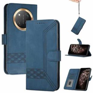 For Honor X9c Global Cubic Skin Feel Flip Leather Phone Case(Blue)