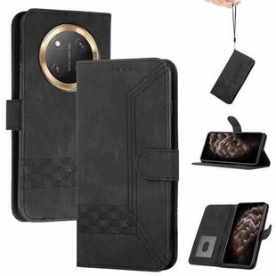 For Honor X9c Global Cubic Skin Feel Flip Leather Phone Case(Black)