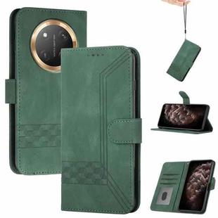 For Honor X9c Global Cubic Skin Feel Flip Leather Phone Case(Green)