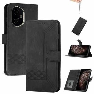 For Honor 300 Cubic Skin Feel Flip Leather Phone Case(Black)