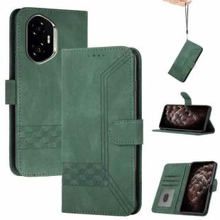 For Honor 300 Cubic Skin Feel Flip Leather Phone Case(Green)