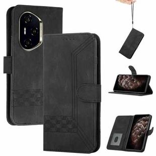 For Honor 300 Pro / Honor 300 Ultra Cubic Skin Feel Flip Leather Phone Case(Black)