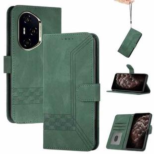 For Honor 300 Pro / Honor 300 Ultra Cubic Skin Feel Flip Leather Phone Case(Green)