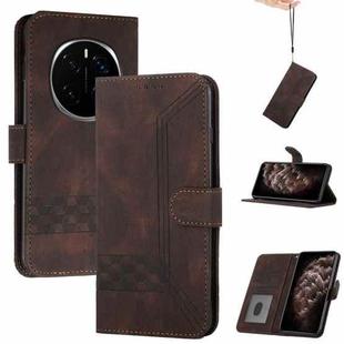 For Honor Magic7 Cubic Skin Feel Flip Leather Phone Case(Brown)