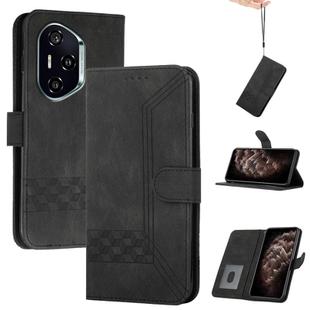 For Honor 400 Cubic Skin Feel Flip Leather Phone Case(Black)