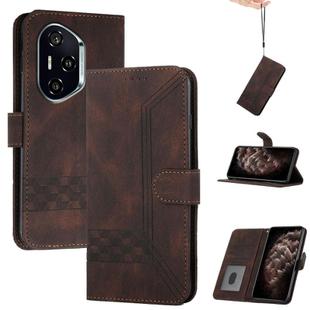 For Honor 400 Cubic Skin Feel Flip Leather Phone Case(Brown)