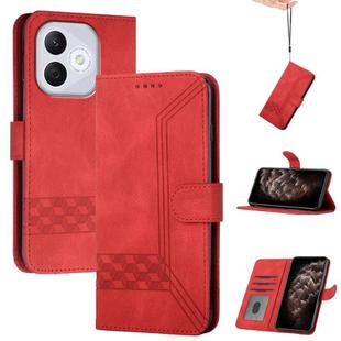 For Honor 400 Lite Cubic Skin Feel Flip Leather Phone Case(Red)
