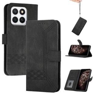 For Honor X8c 4G Cubic Skin Feel Flip Leather Phone Case(Black)