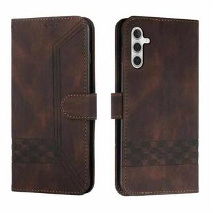 For Samsung Galaxy M54 Cubic Skin Feel Flip Leather Phone Case(Brown)