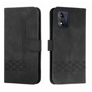 For Motorola Moto E13 Cubic Skin Feel Flip Leather Phone Case(Black)