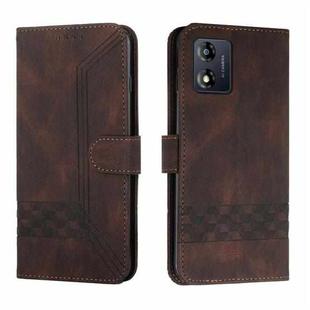 For Motorola Moto E13 Cubic Skin Feel Flip Leather Phone Case(Brown)