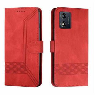 For Motorola Moto E13 Cubic Skin Feel Flip Leather Phone Case(Red)