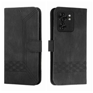 For Motorola Edge 40 Cubic Skin Feel Flip Leather Phone Case(Black)