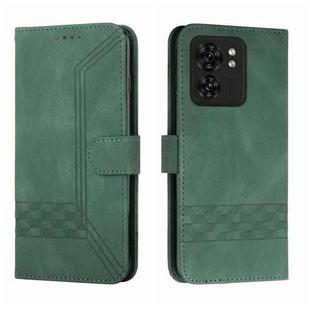 For Motorola Edge 40 Cubic Skin Feel Flip Leather Phone Case(Green)