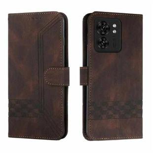 For Motorola Edge 40 Cubic Skin Feel Flip Leather Phone Case(Brown)