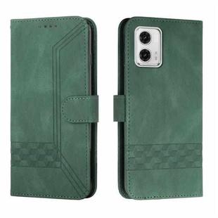 For Motorola Moto G73 Cubic Skin Feel Flip Leather Phone Case(Green)