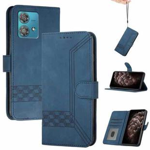 For Motorola Edge 40 Neo 5G Cubic Skin Feel Flip Leather Phone Case(Blue)