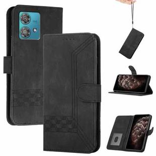 For Motorola Edge 40 Neo 5G Cubic Skin Feel Flip Leather Phone Case(Black)