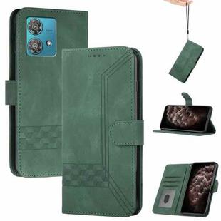 For Motorola Edge 40 Neo 5G Cubic Skin Feel Flip Leather Phone Case(Green)