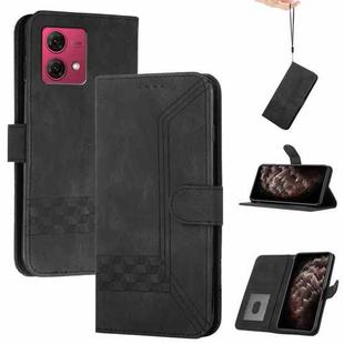 For Motorola Moto G84 5G Cubic Skin Feel Flip Leather Phone Case(Black)
