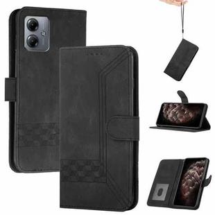 For Motorola Moto G14 Cubic Skin Feel Flip Leather Phone Case(Black)