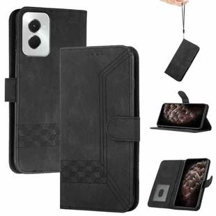 For Motorola Moto G Power 5G 2024 Cubic Skin Feel Flip Leather Phone Case(Black)