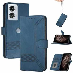 For Motorola Edge 50 Fusion Cubic Skin Feel Flip Leather Phone Case(Blue)