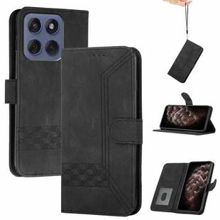 For Motorola Edge 60 Fusion / Edge 5G 2025 Cubic Skin Feel Flip Leather Phone Case(Black)