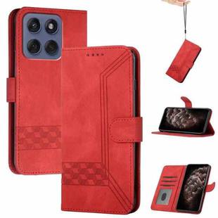 For Motorola Edge 60 Fusion / Edge 5G 2025 Cubic Skin Feel Flip Leather Phone Case(Red)