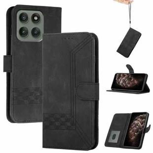 For Motorola Edge 60 Pro Cubic Skin Feel Flip Leather Phone Case(Black)