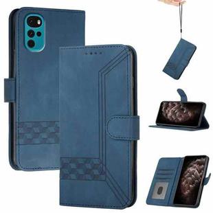 For Motorola Moto G22 Cubic Skin Feel Flip Leather Phone Case(Blue)