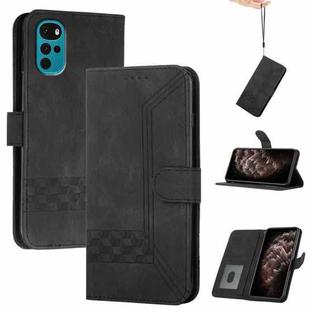 For Motorola Moto G22 Cubic Skin Feel Flip Leather Phone Case(Black)