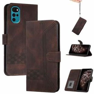For Motorola Moto G22 Cubic Skin Feel Flip Leather Phone Case(Brown)
