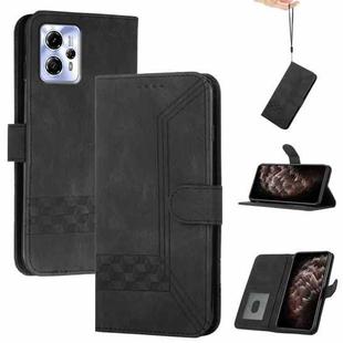 For Motorola Moto G23 Cubic Skin Feel Flip Leather Phone Case(Black)