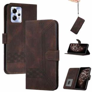 For Motorola Moto G23 Cubic Skin Feel Flip Leather Phone Case(Brown)