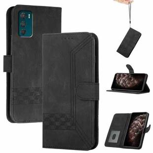 For Motorola Moto G42 Cubic Skin Feel Flip Leather Phone Case(Black)