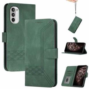For Motorola Moto G52 Cubic Skin Feel Flip Leather Phone Case(Green)