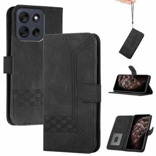For Motorola Moto G56 5G Cubic Skin Feel Flip Leather Phone Case(Black)