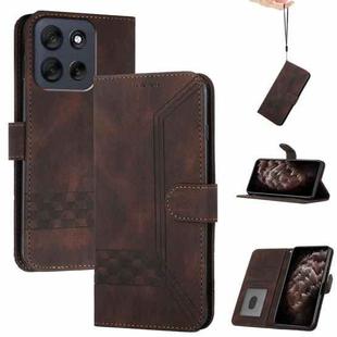 For Motorola Moto G56 5G Cubic Skin Feel Flip Leather Phone Case(Brown)