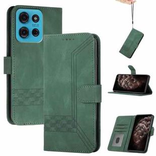 For Motorola Moto G75 5G Cubic Skin Feel Flip Leather Phone Case(Green)