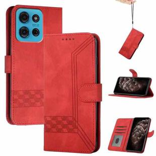 For Motorola Moto G75 5G Cubic Skin Feel Flip Leather Phone Case(Red)