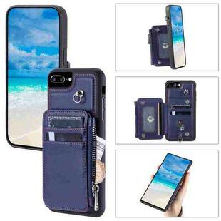 For iPhone 8 Plus / 7 Plus Zipper Card Slots RFID Phone Case(Blue)