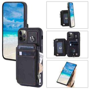 For iPhone 12 / 12 Pro Zipper Card Slots RFID Phone Case(Black)