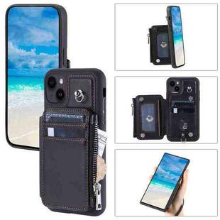 For iPhone 13 Zipper Card Slots RFID Phone Case(Black)