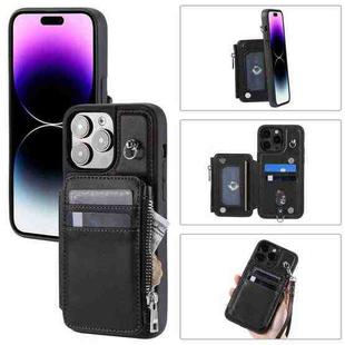 For iPhone 13 Pro Max Zipper Card Slots RFID Phone Case(Black)