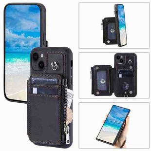 For iPhone 14 Zipper Card Slots RFID Phone Case(Black)