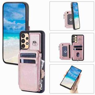 For Samsung Galaxy A52 Zipper Card Slots RFID Phone Case(Rose Gold)